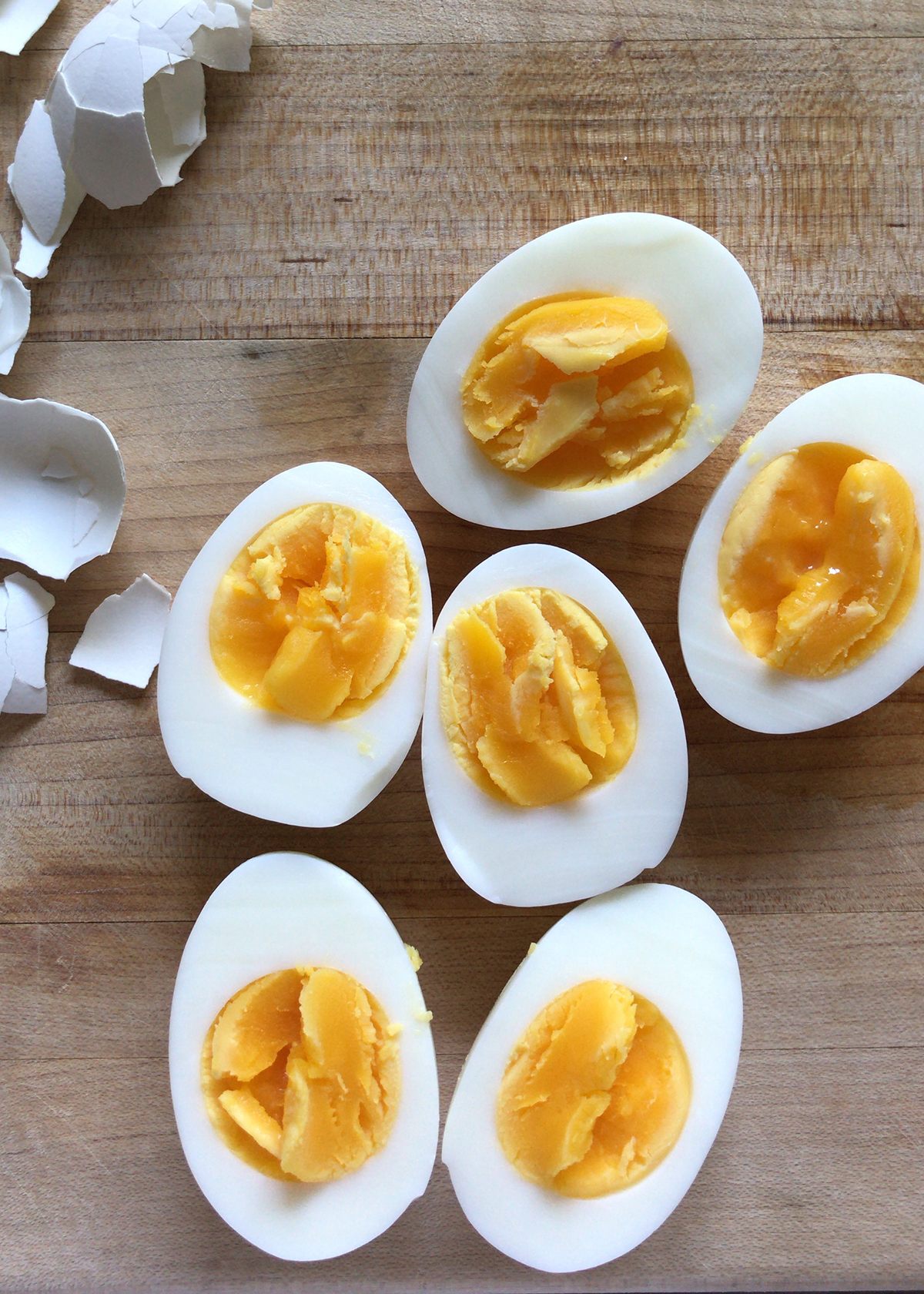 hard boiled eggs cut in half