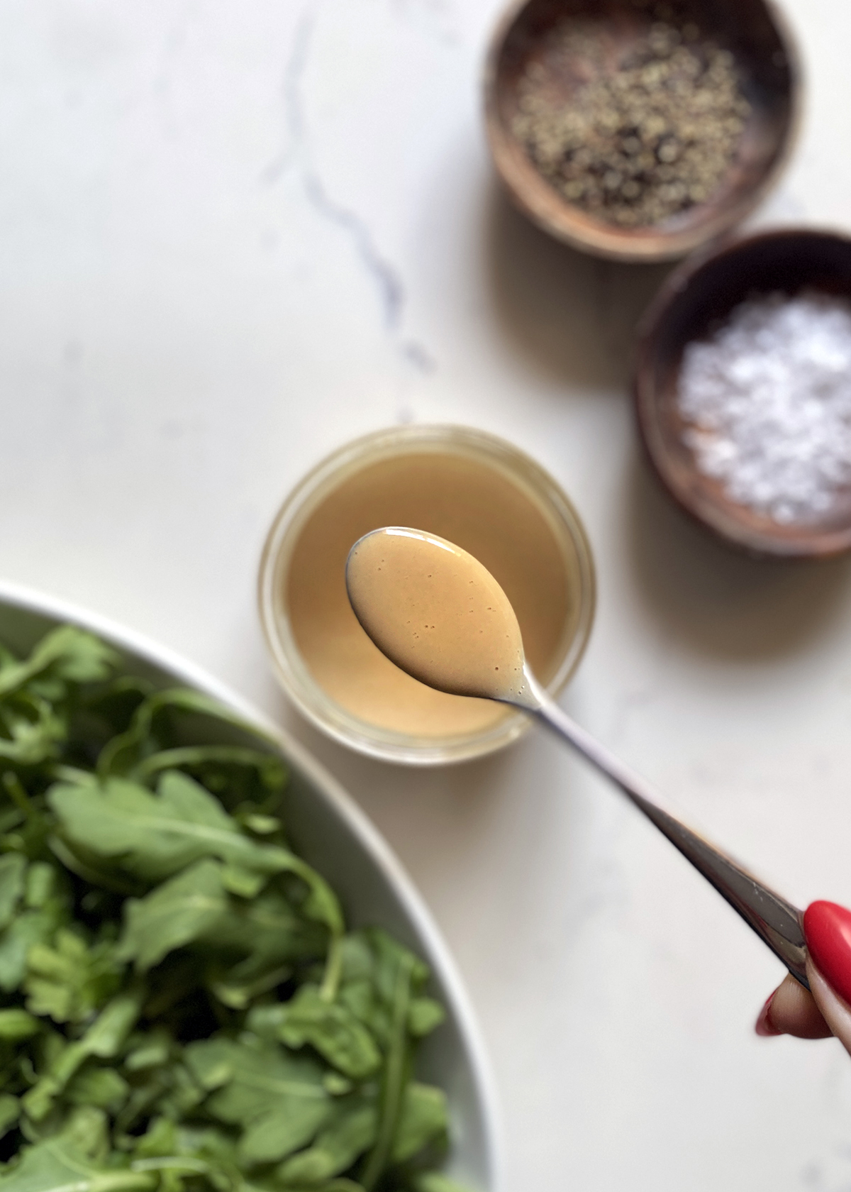 maple mustard dressing spoonful